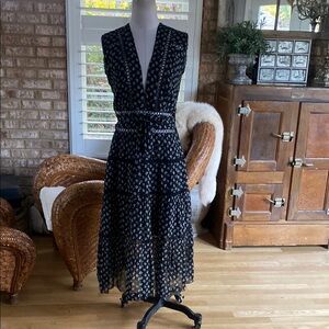 KARINA GRIMALDI DESIGNER LUXURY BLACK CUT OUT DRESS LARGE EXCELLENT